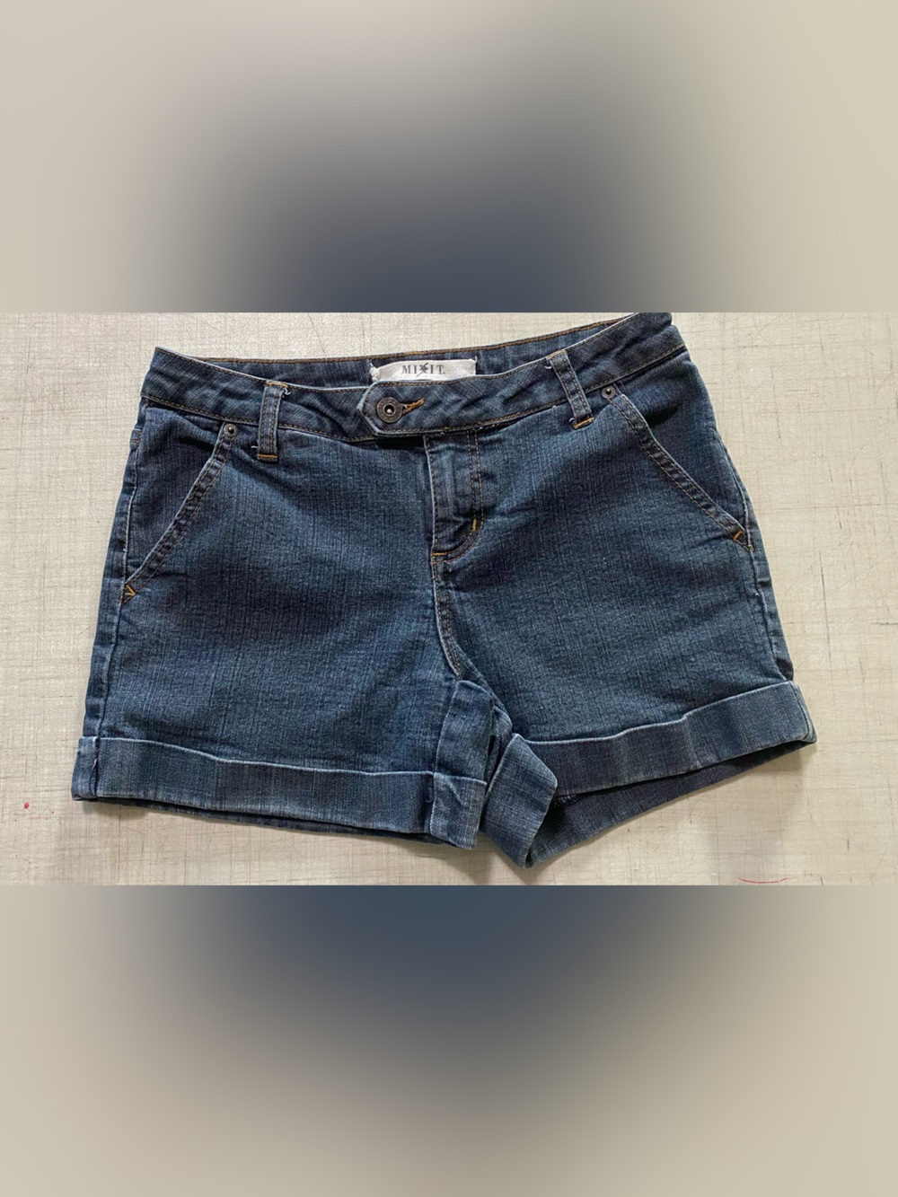 Mixit Dark Blue Denim Roll-Cuff Shorts